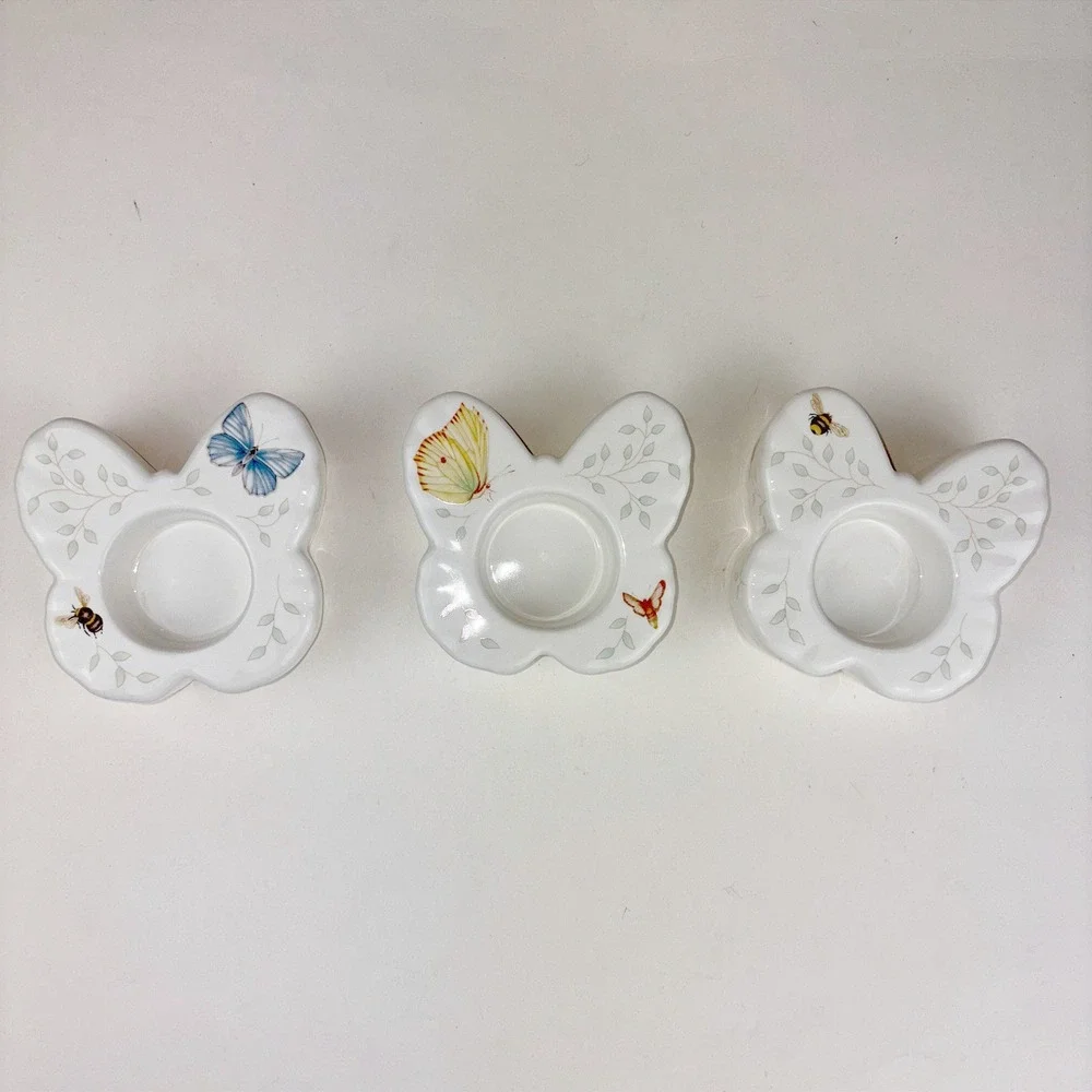 NEW Lenox Butterfly Meadow Figural‎ Butterfly Tealight Candle Holders Set Of 3